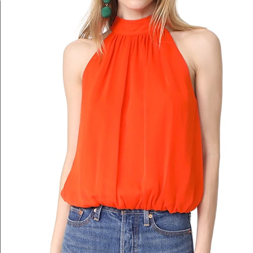 Alice + Olivia Maris orange halter chiffon top